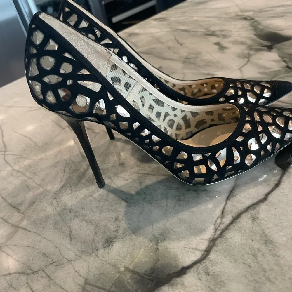 Jimmy Choo Anouk suede laser cut heels